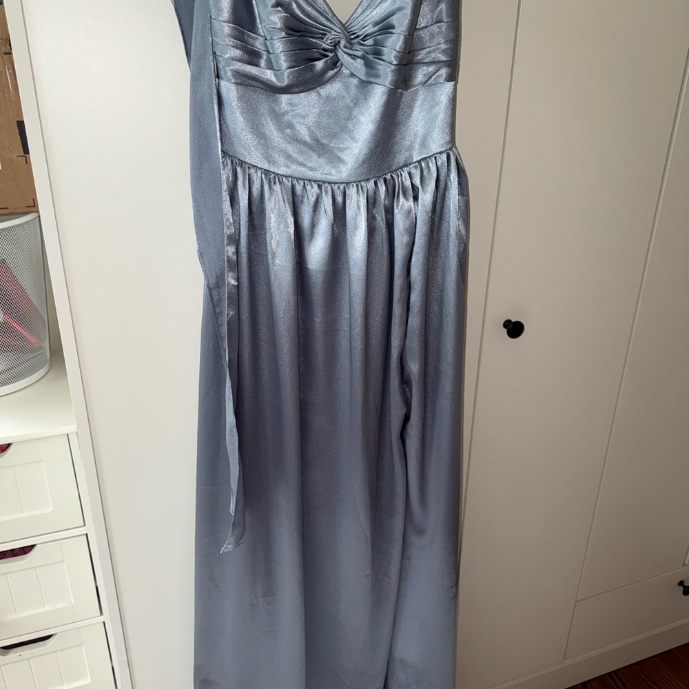 Azazie Blue Backless Dress - Picture 6 of 7